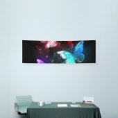 Drei glühende Schmetterlinge im Hintergrund Banner (Messeveranstaltung)