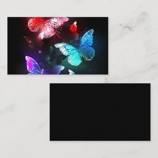 Drei glühende Schmetterlinge im Hintergrund Begleitkarte (Vorne/Hinten)