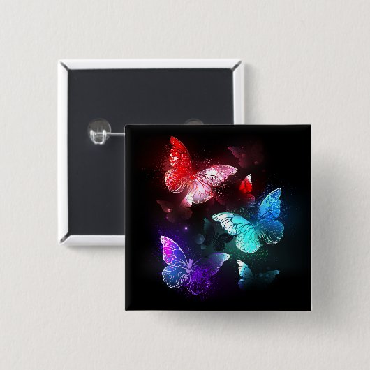 Drei glühende Schmetterlinge im Hintergrund Button (Vorne & Hinten)