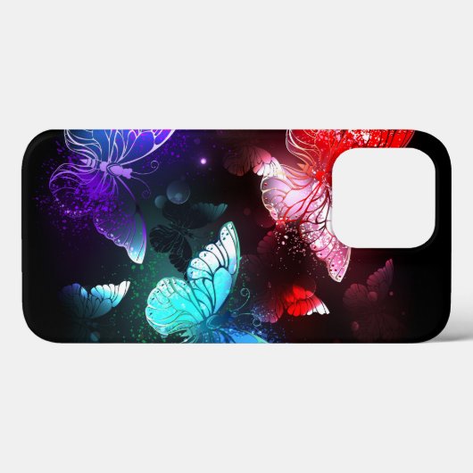 Drei glühende Schmetterlinge im Hintergrund Case-Mate iPhone Hülle (Rückseite (Horizontal))