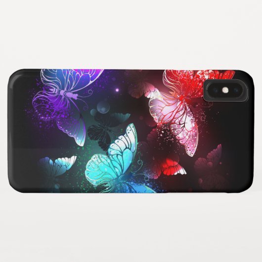 Drei glühende Schmetterlinge im Hintergrund Case-Mate iPhone Hülle (Rückseite (Horizontal))