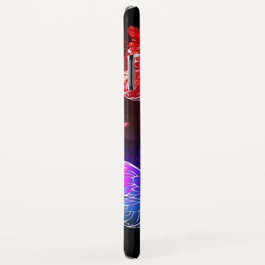 Drei glühende Schmetterlinge im Hintergrund Case-Mate iPhone Hülle (Hinten/Rechts)