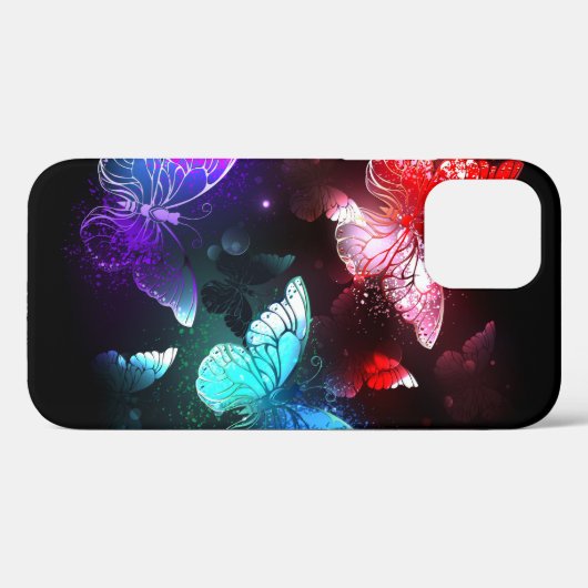 Drei glühende Schmetterlinge im Hintergrund Case-Mate iPhone Hülle (Rückseite (Horizontal))