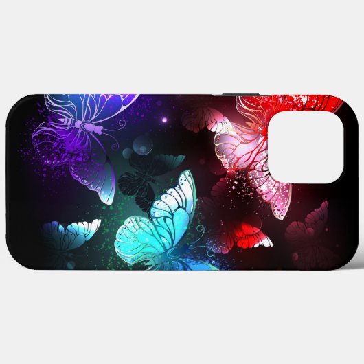 Drei glühende Schmetterlinge im Hintergrund Case-Mate iPhone Hülle (Rückseite (Horizontal))