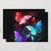 Drei glühende Schmetterlinge im Hintergrund Dankeskarte (Vorne/Hinten)
