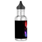 Drei glühende Schmetterlinge im Hintergrund Edelstahlflasche (Links)