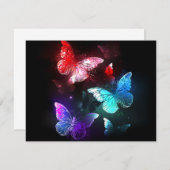 Drei glühende Schmetterlinge im Hintergrund Einladung (Vorne/Hinten)