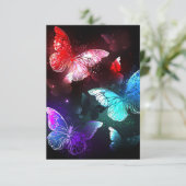 Drei glühende Schmetterlinge im Hintergrund Einladung (Stehend Vorderseite)