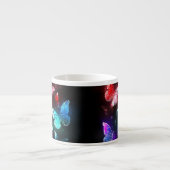 Drei glühende Schmetterlinge im Hintergrund Espressotasse (Vorderseite)