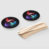 Drei glühende Schmetterlinge im Hintergrund Fächer (Non-assembled)