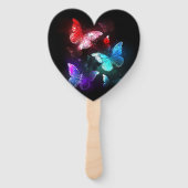 Drei glühende Schmetterlinge im Hintergrund Fächer (Rückseite)