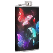 Drei glühende Schmetterlinge im Hintergrund Flachmann (Rechts)