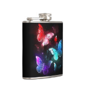 Drei glühende Schmetterlinge im Hintergrund Flachmann (Rechts)