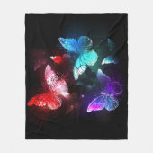 Drei glühende Schmetterlinge im Hintergrund Fleecedecke (Vorderseite)