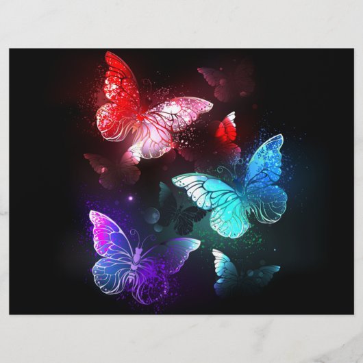 Drei glühende Schmetterlinge im Hintergrund Flyer (Vorne)