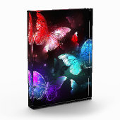 Drei glühende Schmetterlinge im Hintergrund Fotoblock (Links)