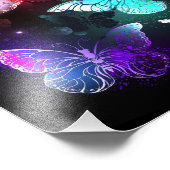 Drei glühende Schmetterlinge im Hintergrund Fotodruck (Ecke)