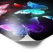 Drei glühende Schmetterlinge im Hintergrund Fotodruck (Ecke)