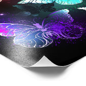 Drei glühende Schmetterlinge im Hintergrund Fotodruck (Ecke)