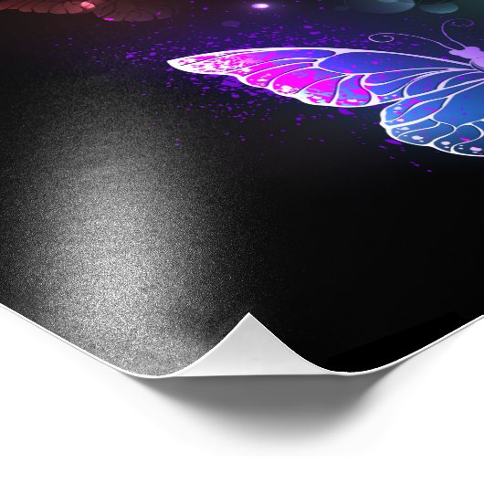 Drei glühende Schmetterlinge im Hintergrund Fotodruck (Ecke)