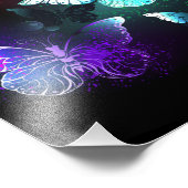 Drei glühende Schmetterlinge im Hintergrund Fotodruck (Ecke)