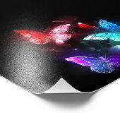 Drei glühende Schmetterlinge im Hintergrund Fotodruck (Ecke)