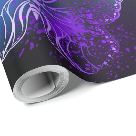 Drei glühende Schmetterlinge im Hintergrund Geschenkpapier (Rolleneckpunkt)