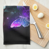 Drei glühende Schmetterlinge im Hintergrund Geschirrtuch (Viertel Falte)