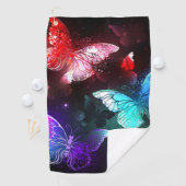 Drei glühende Schmetterlinge im Hintergrund Golfhandtuch (Insitu)