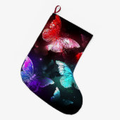 Drei glühende Schmetterlinge im Hintergrund Großer Weihnachtsstrumpf (Vorderansicht (hängend))