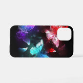 Drei glühende Schmetterlinge im Hintergrund iPhone Hülle (Rückseite (Horizontal))