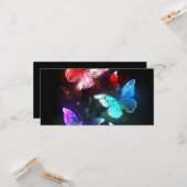 Drei glühende Schmetterlinge im Hintergrund Karte (Vorderseite/Rückseite Beispiel)