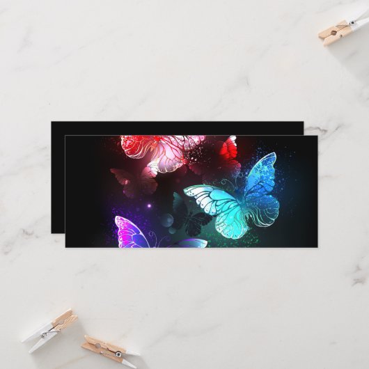 Drei glühende Schmetterlinge im Hintergrund Karte (Vorderseite/Rückseite Beispiel)