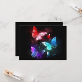 Drei glühende Schmetterlinge im Hintergrund Karte (Vorderseite/Rückseite Beispiel)