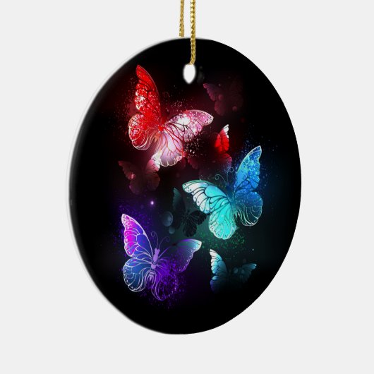 Drei glühende Schmetterlinge im Hintergrund Keramik Ornament (Rechts)