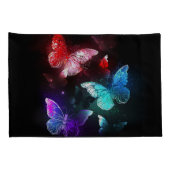 Drei glühende Schmetterlinge im Hintergrund Kissenbezug (Rückseite-Rechts)