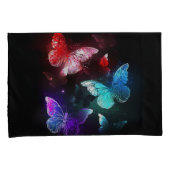 Drei glühende Schmetterlinge im Hintergrund Kissenbezug (Vorderseite-Rechts)