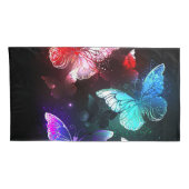 Drei glühende Schmetterlinge im Hintergrund Kissenbezug (Rückseite-Rechts)