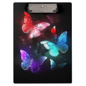 Drei glühende Schmetterlinge im Hintergrund Klemmbrett (Vorderseite)