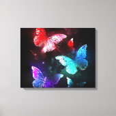 Drei glühende Schmetterlinge im Hintergrund Leinwanddruck (Vorderseite)