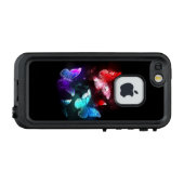 Drei glühende Schmetterlinge im Hintergrund LifeProof iPhone Hülle (Rückseite (Horizontal))