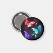 Drei glühende Schmetterlinge im Hintergrund Magnet (Vorderseite/Rückseite)