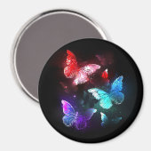 Drei glühende Schmetterlinge im Hintergrund Magnet (Vorderseite/Rückseite)
