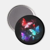 Drei glühende Schmetterlinge im Hintergrund Magnet (Vorderseite/Rückseite)