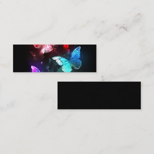 Drei glühende Schmetterlinge im Hintergrund Mini Visitenkarte (Vorne/Hinten)