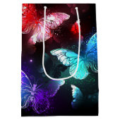 Drei glühende Schmetterlinge im Hintergrund Mittlere Geschenktüte (Rückseite)