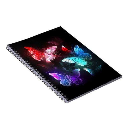 Drei glühende Schmetterlinge im Hintergrund Notizblock (Rechte Seite)