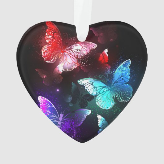 Drei glühende Schmetterlinge im Hintergrund Ornament (Rückseite)
