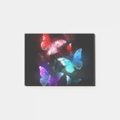 Drei glühende Schmetterlinge im Hintergrund Post-it Klebezettel (Vorderseite)