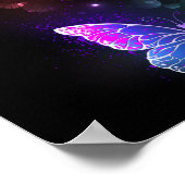 Drei glühende Schmetterlinge im Hintergrund Poster (Ecke)